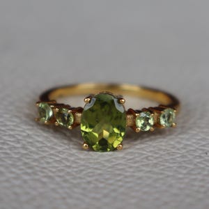 Genuine Peridot 18k Gold Plated Ring, 925 Sterling Silver Ring, Handmade Designer Ring, Dainty Women&#39;s Ring, Anniversary Gift For Her