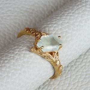 Natural Prehnite Ring, Gold Filled Ring, Leaf Design Ring, Boho Ring, Handmade Rings, Prehnite Jewelry, Women Ring, Wedding Ring, Gift Ring