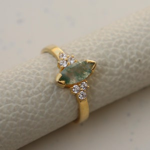Moss Agate Ring 925 Sterling Silver Ring Moss Agate Genuine Gemstone Bohemian Ring Handmade Gold Jewelry Ring Gift For Her Minimalist Ring