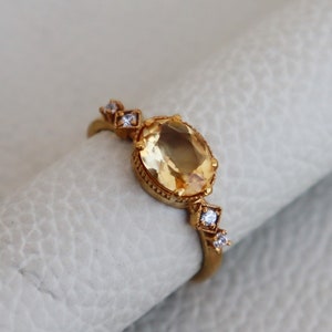 Citrine Gemstone925 Sterling Silver Promise Dainty 14k Gold Ring Engagement
