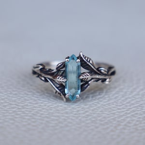 Nature Inspired Blue Topaz  925 Sterling Silver Gemstone Engagement November Birthstone Anniversary