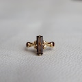 Art Deco Bar Smoky Quartz & Garnet Ring, Nature Inspired Silver Ring, 14K Gold Ring, Quartz Gemstone Ring, Tree Leaves Ring, Gift Ring