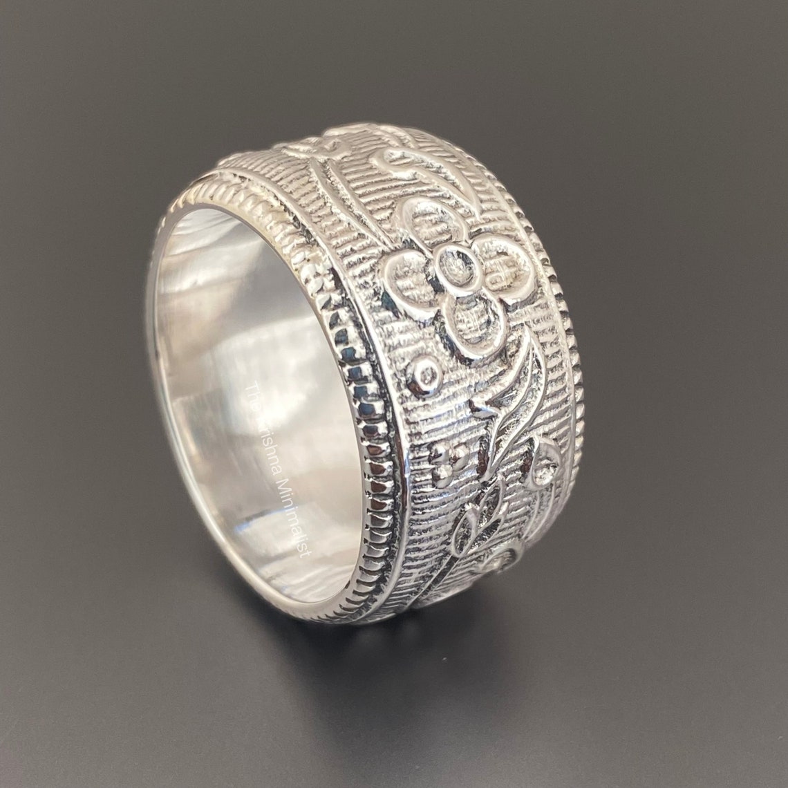 Cigar Thick Band Silver Ring Women Wide Band 925 Sterling - Etsy