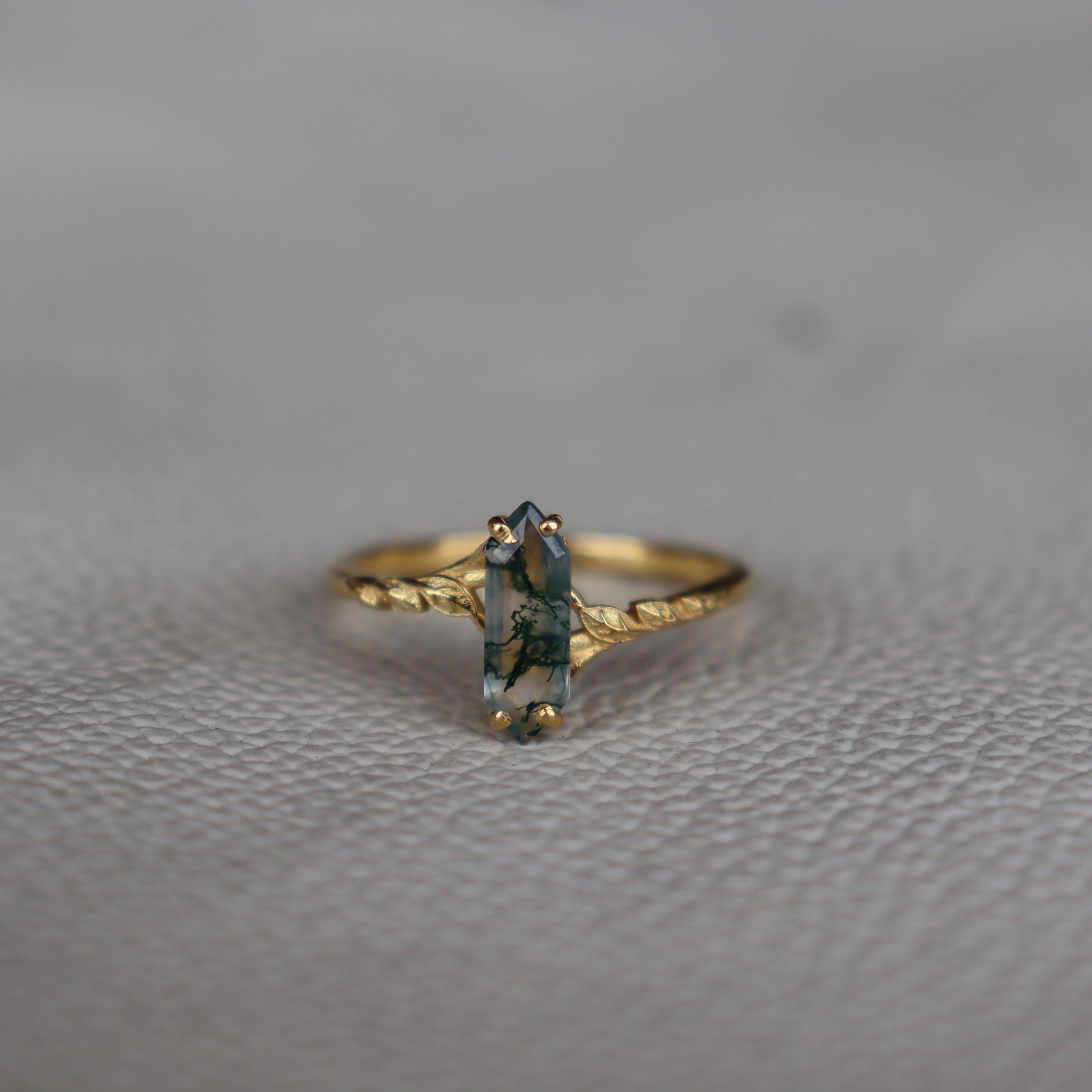 Genuine Moss Agate leaf Ring, 925 Sterling Silver Ring, Handcrafted Designer Ring, Silver Gemstone Ring, Everyday Rings, Wedding Ring