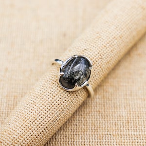 Rutilated Quartz Ring, Black Rutile Quartz Ring, Solid 925 Sterling Silver Ring, Quartz Ring, Engagement Gift Ring For Women