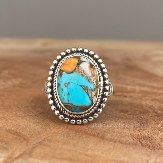 Dazzling Important Vintage Signed Native American Navajo Spiny Oval Sterling Silver Ring Dazzling Important Vintage Signed Native American Navajo Spiny Oval Sterling Silver Ring