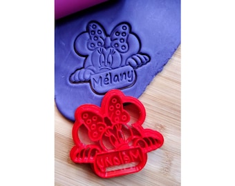 emporte pièce biscuit Minnie, petit beurre personnalisé, Personnalisable avec texte | Conçu et fabriqué en France