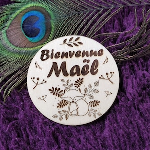 Rond de naissance carte en bois personnalisé annonce de naissance