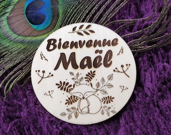 Rond de naissance carte en bois personnalisé annonce de naissance