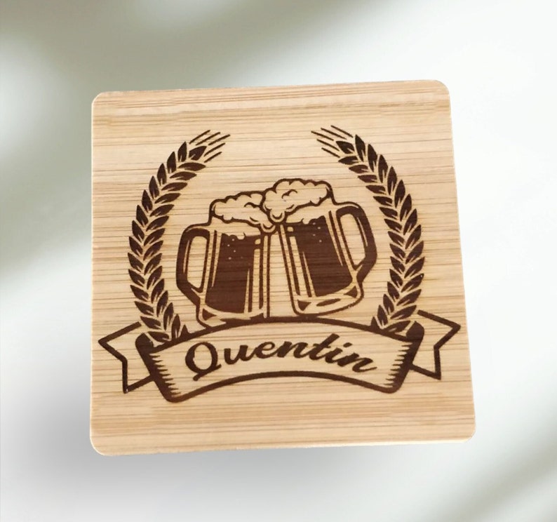 Personalized bamboo coaster image 1