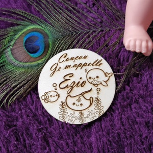 Rond de naissance carte en bois personnalisé annonce de naissance