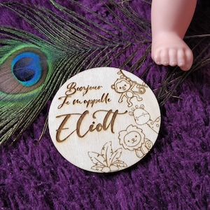Rond de naissance carte en bois personnalisé annonce de naissance