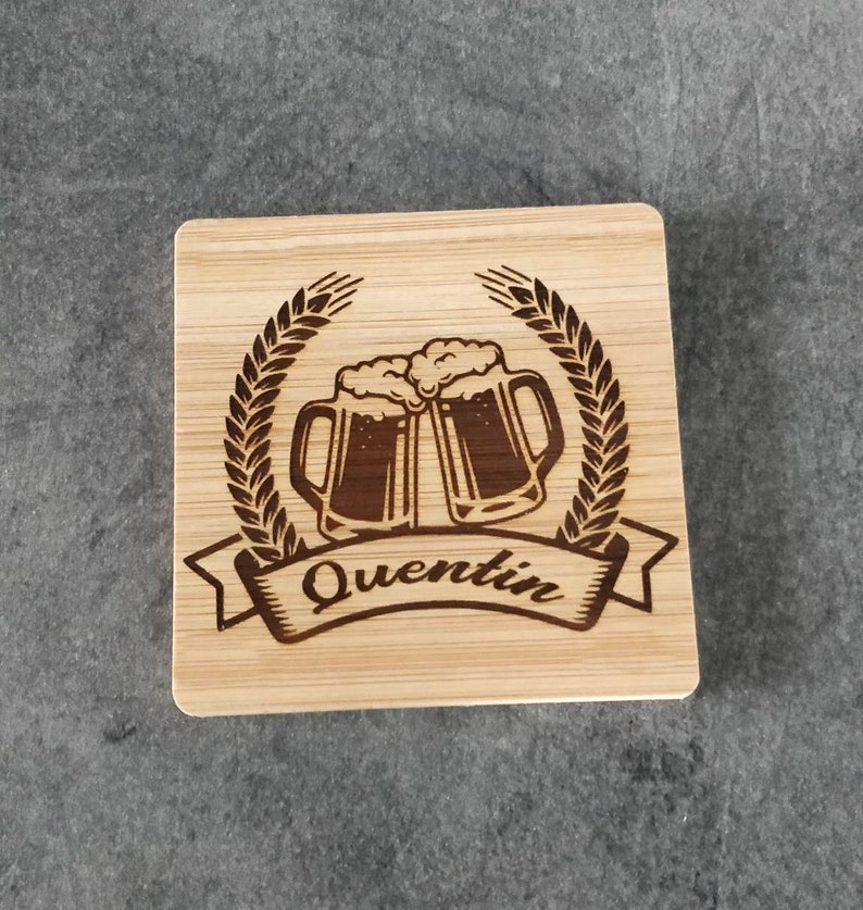 Personalized bamboo coaster image 2