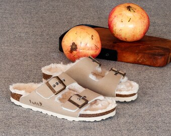 Beige Fluffy Women's Slippers, Super Cute, Comfortable, Soft, Fashionable, Trendy, Warm,  Gift For Her