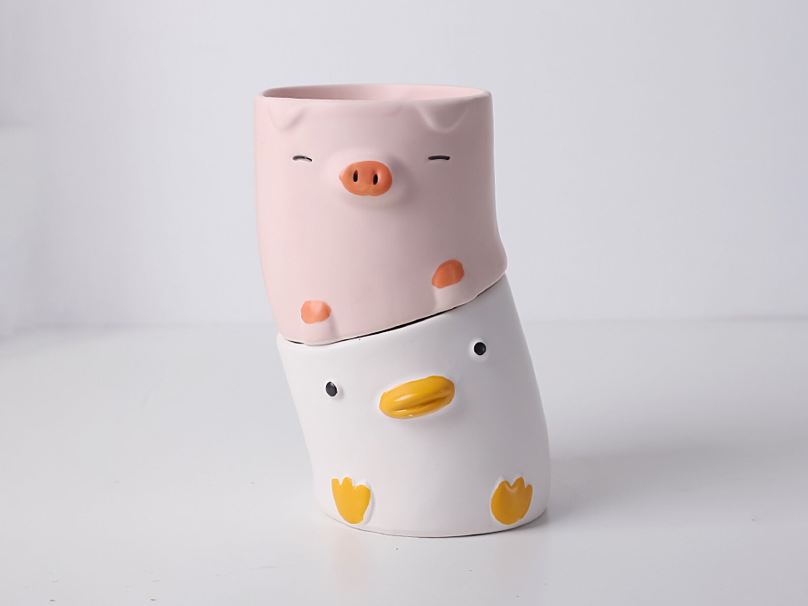 Ceramic Animal Head Vase for Succulents Duck Pig Crooked Etsy