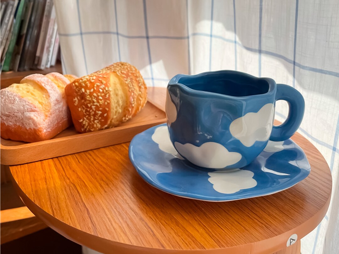 Buy Cute Korean Style Cloud Mug, Kawaii Tea Cup, Cloud Mug and Saucer