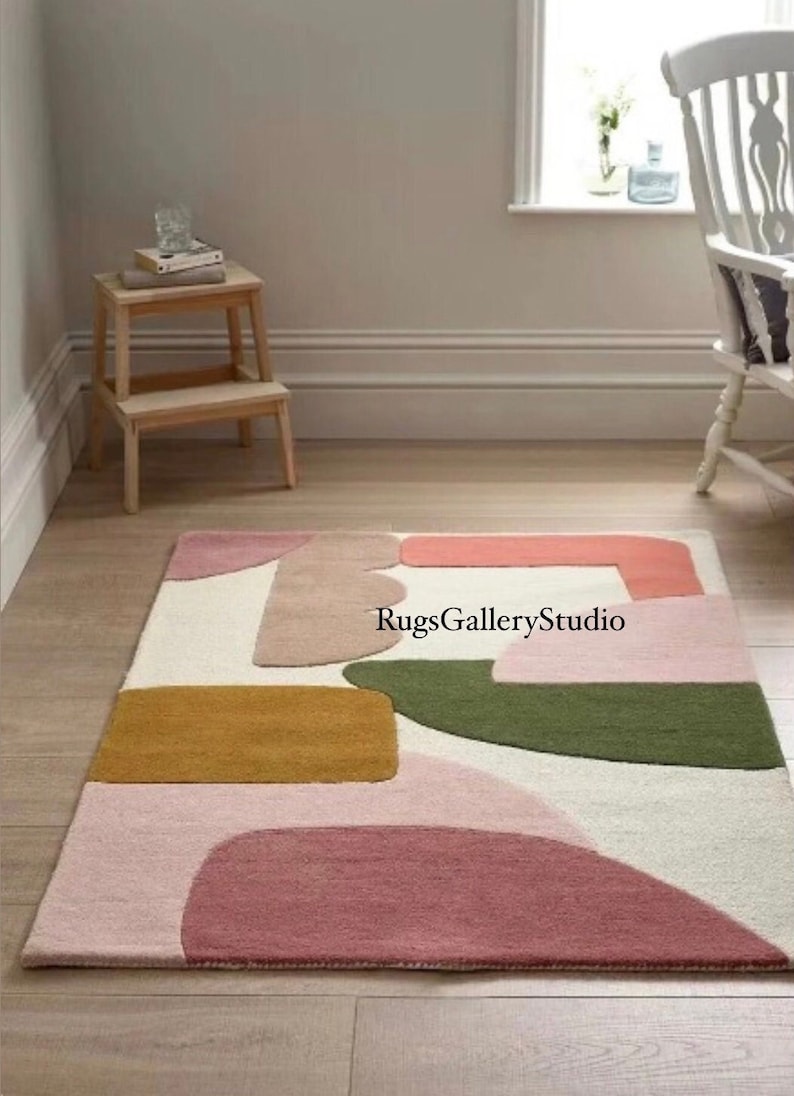 Abstract Hand Tufted shops Wool Carpet