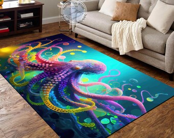 Colorful Octopus Rug | Gothic Horror, Beach House Decor