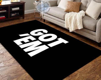 Got Em Rug, Black and White Area Rug, Non-Slip Cotton Base