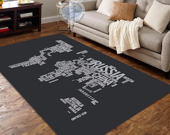 World Map Rug, Modern Living Room Carpet, Home Decor