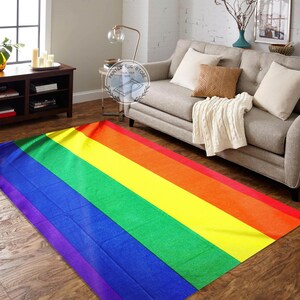 LGBT Pride Flag Rug, Colorful Rug, Abstract Rug, Rainbow Carpet, Non Slip High Quality Rug, Home Decor, Living Room Rug, Rainbow Area Rug