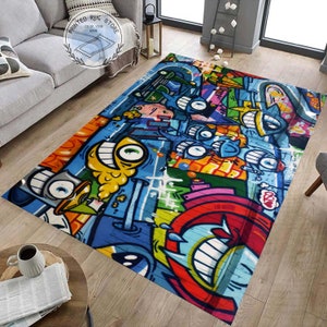 Graffiti Rug, Graffiti Patterned Rug, Colorful Rug, Abstract Art Rugs, Living Room Rug, Non Slip Carpet, Unique Gift Bright, Area Rug, Gift