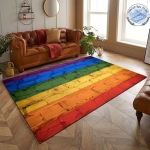 LGBT Pride Rug, Colorful Rug, LGBTQ Gift, Abstract Rug, Rainbow Carpet, LGBT Art Print Rug, Home Decor, Living Room Rug, Rainbow Area Rug