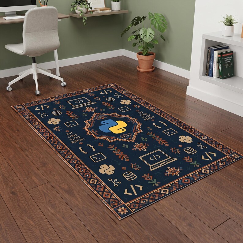 Python Developer Rug, Engineer Carpet, Software Mat, Study Room Decor 画像 3