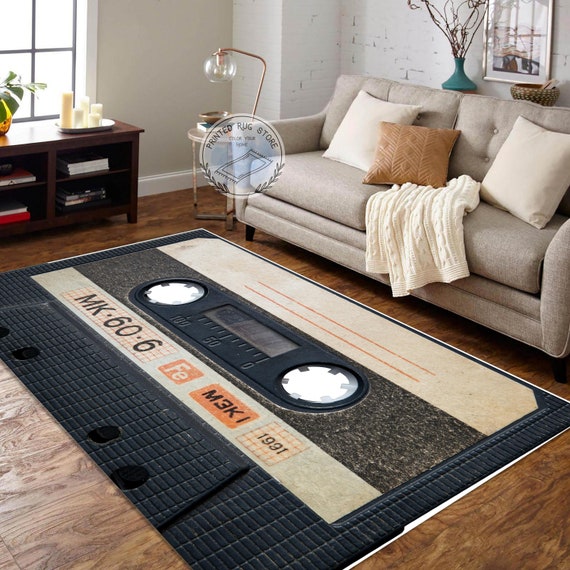 Personalized Classic Cassette Rug, 90s Rug, Tape Rug, Retro Design