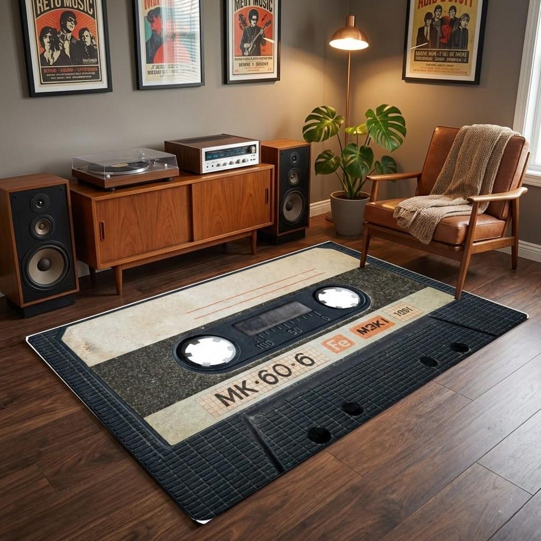 Personalized Classic Cassette Rug, 90s Design, Tape Mat, Retro Design ...
