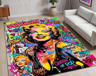 Marilyn Monroe Pop Art-matta: Neonrosa gul porträttmatta, stjärnglamour-ikondekor