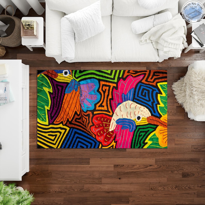 Wool Abstract Animal Pattern Rug Colorful Animal Pattern Rug, Abstract Rainbow Carpet, Non Slip - Etsy
