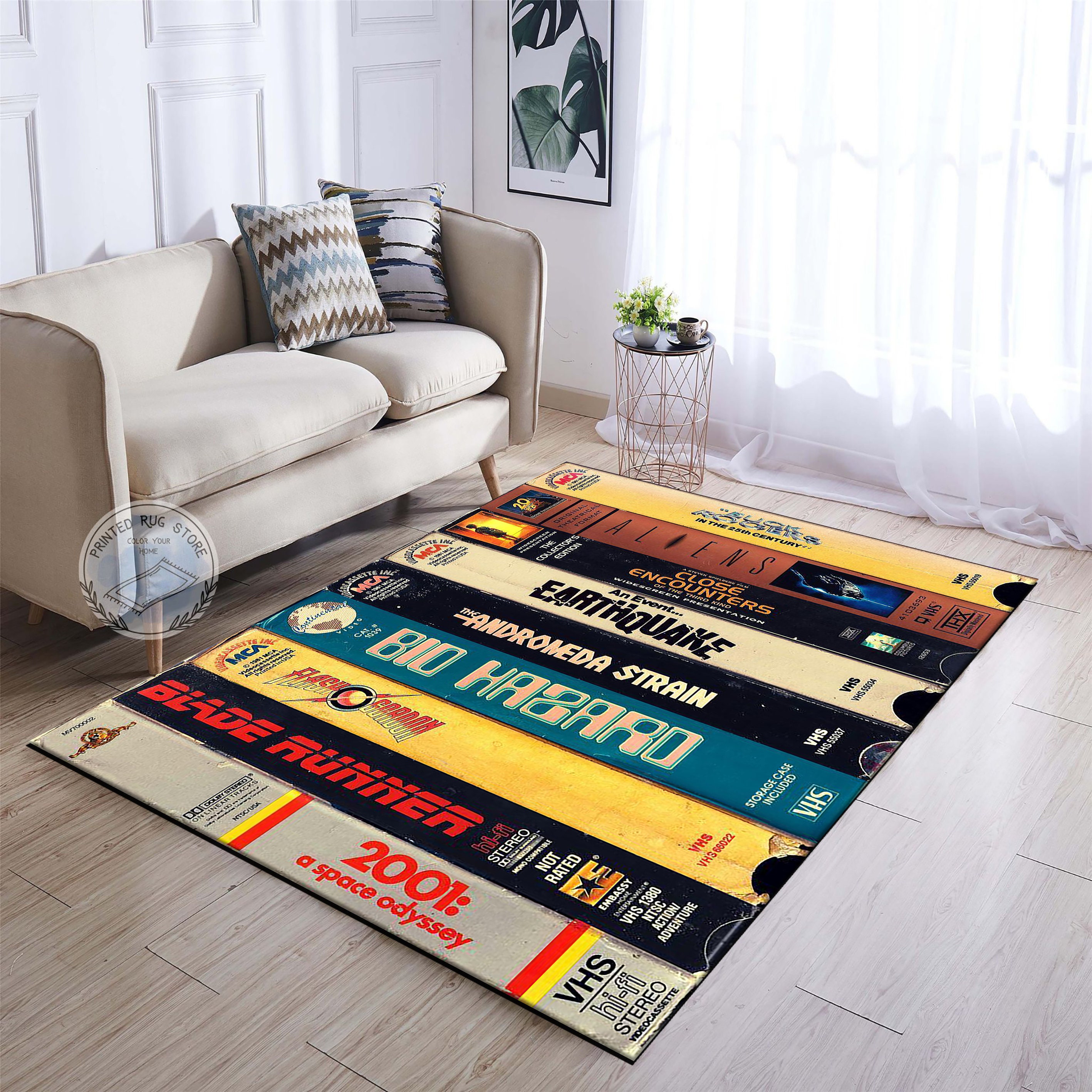 Custom Dvd Rugs Nostalgic Retro Style Vhs Case Themed Horror Movie Room Rug, Home ...