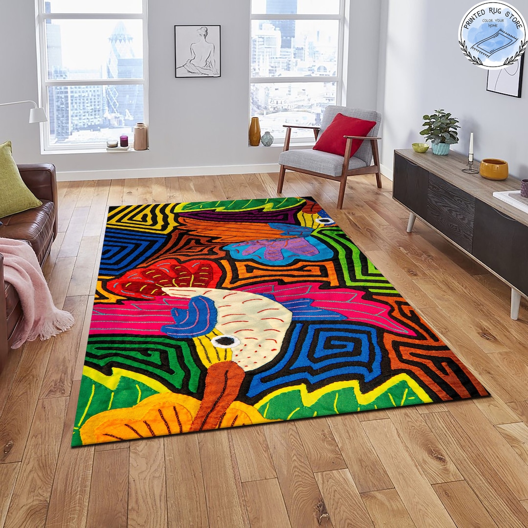 Colorful Rug Rainbow Animal Pattern Rug Abstract Rug Etsy