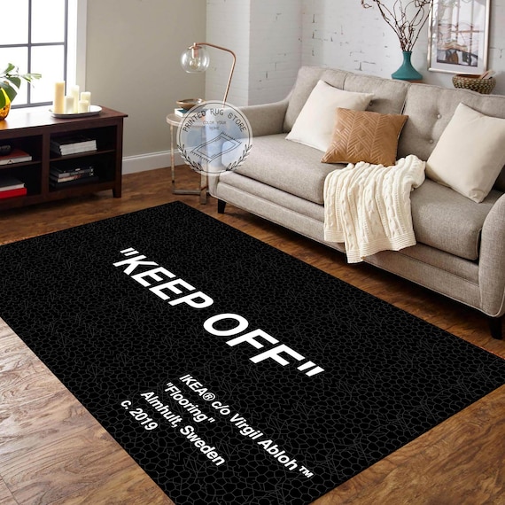 Keep off Rug off White Rug Living Room Rug Keepoff Pattern Popular Rug Home Decor Rug Modern Rug Custom Rug Non Slip Rug Brand Rug Etsy