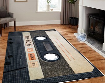 Personalized Classic Cassette Rug, 90s Rug, Tape Rug, Retro Design