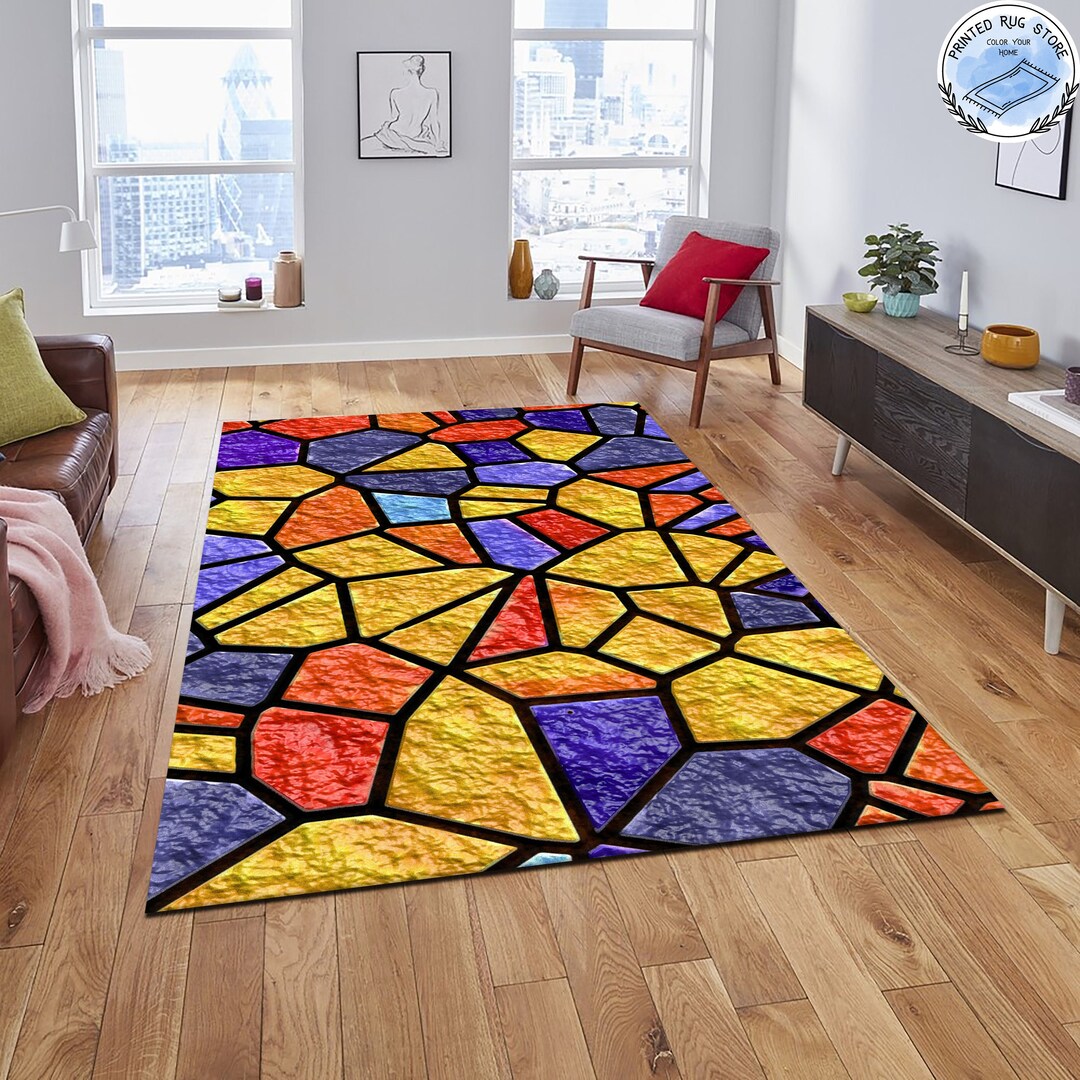 Colorful Rug Rainbow Carpet Abstract Watercolor Rug Non Etsy