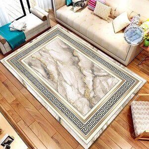 Beige and Gold Ancient Greek Wave Rug Greek Mythology Modern - Etsy