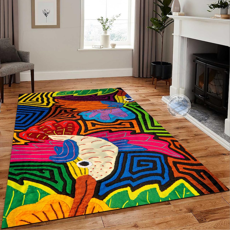 Wool Abstract Animal Pattern Rug Colorful Rug Rainbow Animal Pattern Rug Abstract Rug - Etsy