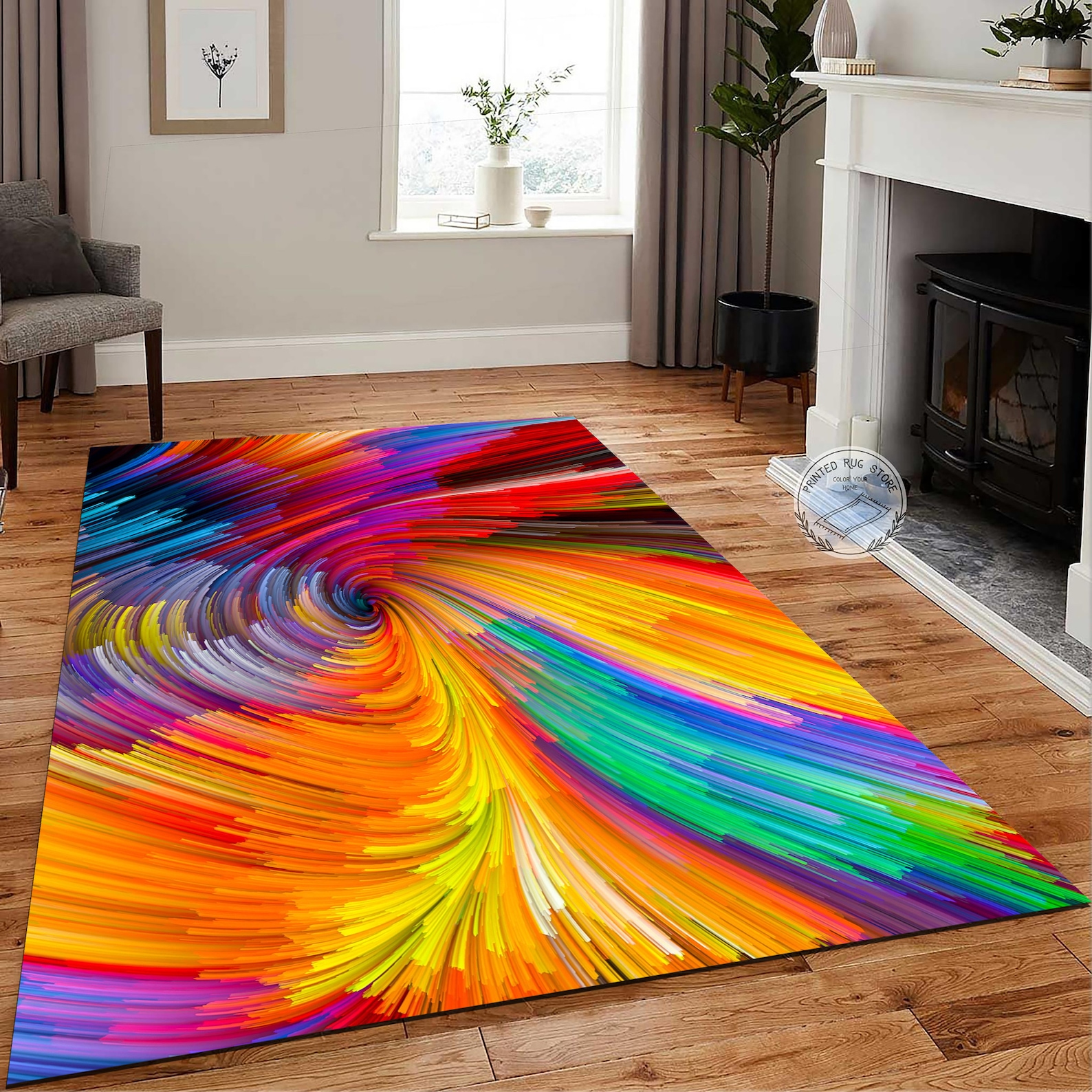 Color Saturated Rugs Abstract Watercolor Rug, Rainbow Non-slip Carpet, Colorful Home Decor ...
