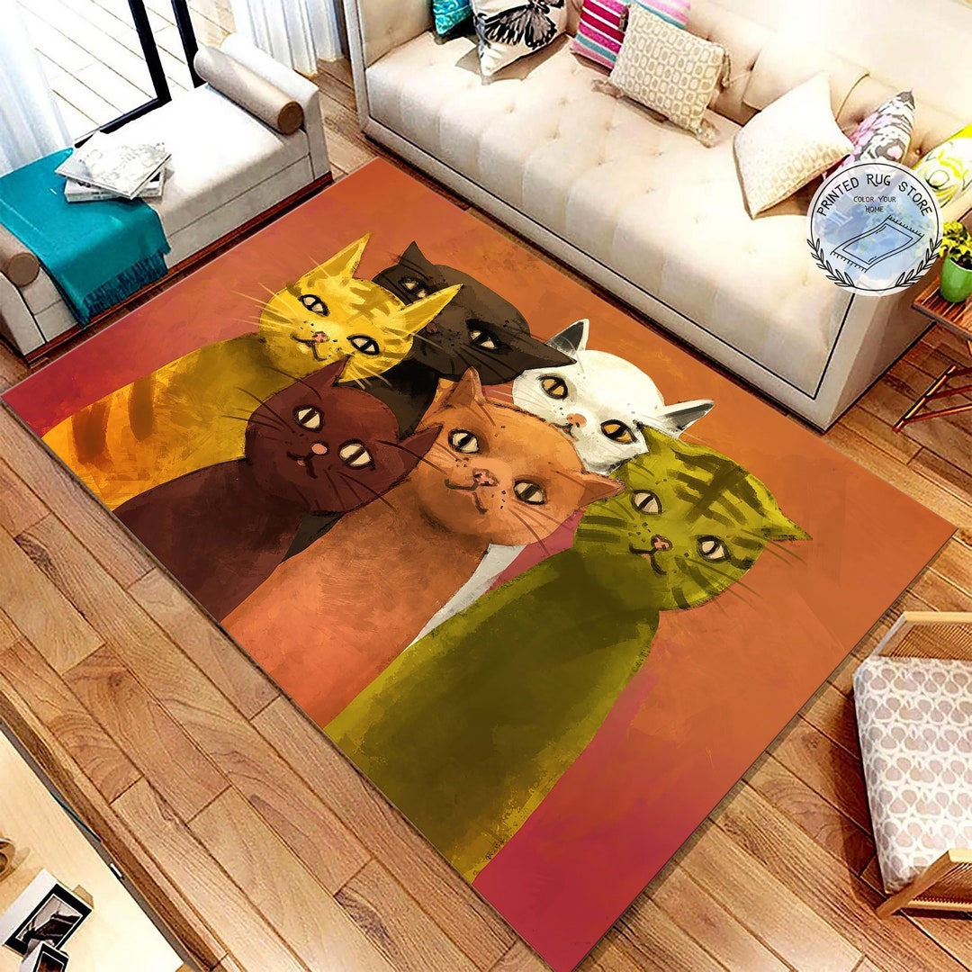 Cat Rug Design Cat Rug Decorative Living Room Rug Animal Rug Kids Room - Etsy