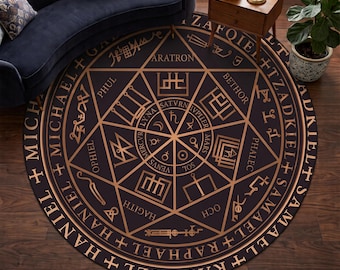 Seal, Seven Archangels, Decorative Round Rug, Round Rug, Home Decor Rug, Gift Round Rug, Design Rug, Modern Art Rug, Non Slip Rug, Area Rug
