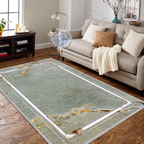 Light Green and White Marble Textured Rug Luxury Rug Marble Etsy