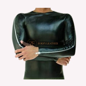 Genuine Leather Men SHirt,Zipper shirt, Handmade Black Sheep Leather Shirt,Biker SHirt For Men,Gift For Him