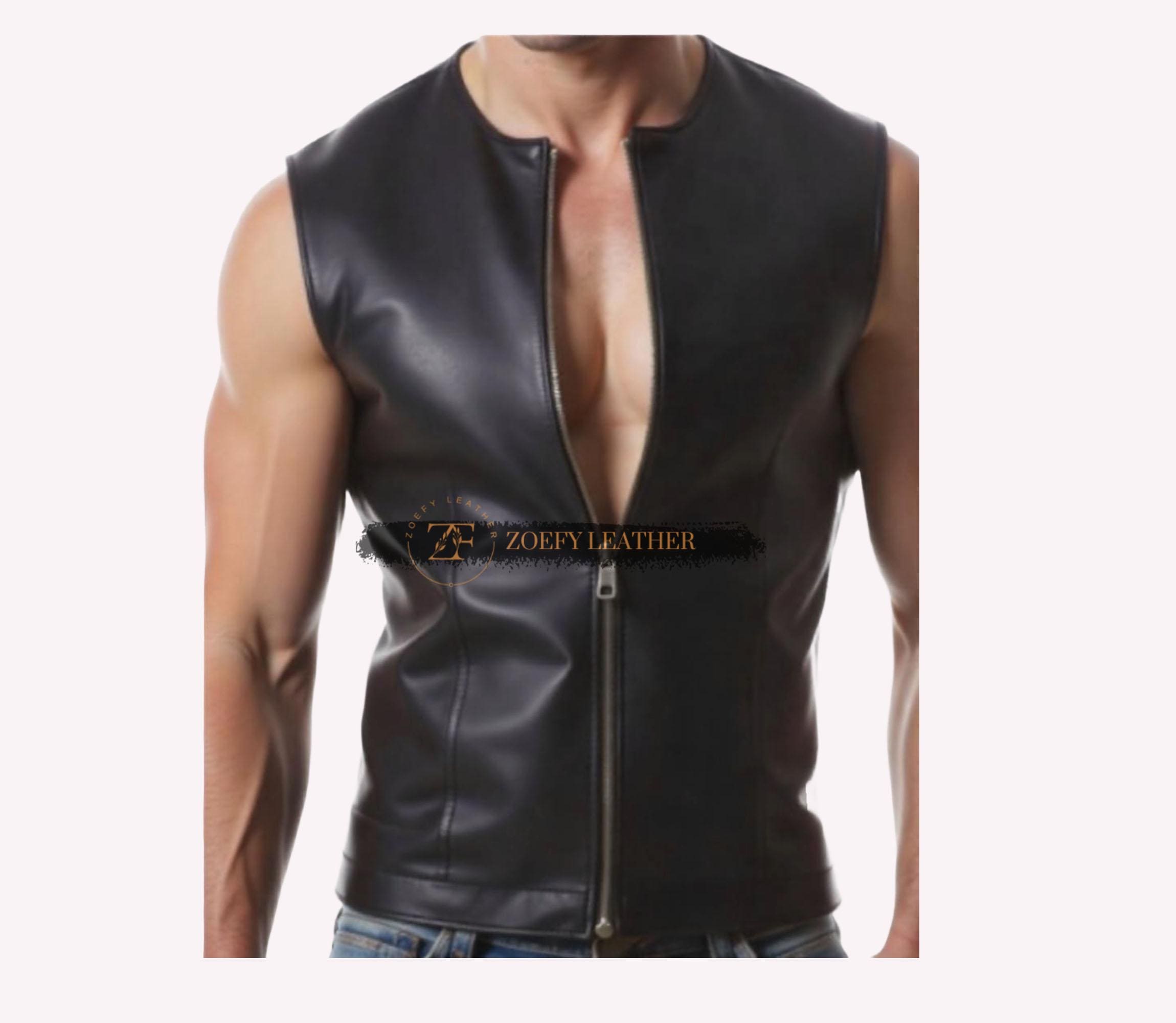 Handmade Real Sheep Leather Men's Biker Vest - Custom Size - Etsy