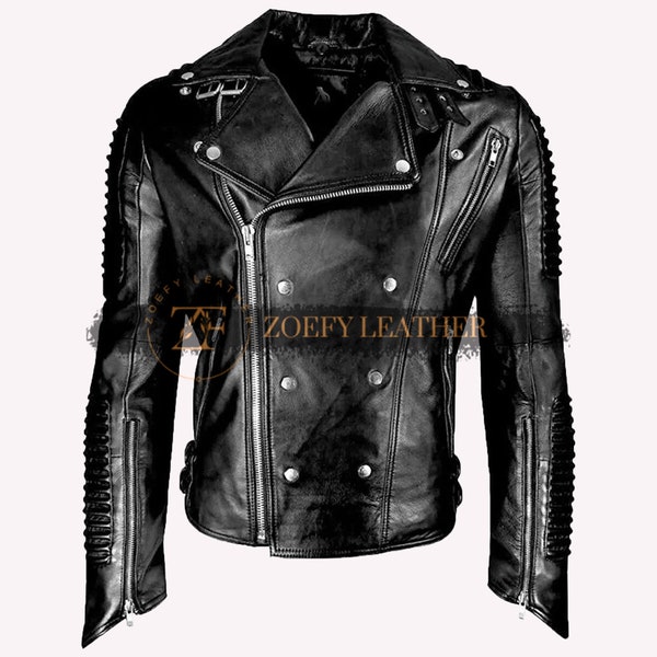 Cuir véritable hommes Steampunk Goth Coat- Veste en cuir noir faite à la main-Veste gothique Heavy Duty-Veste biker