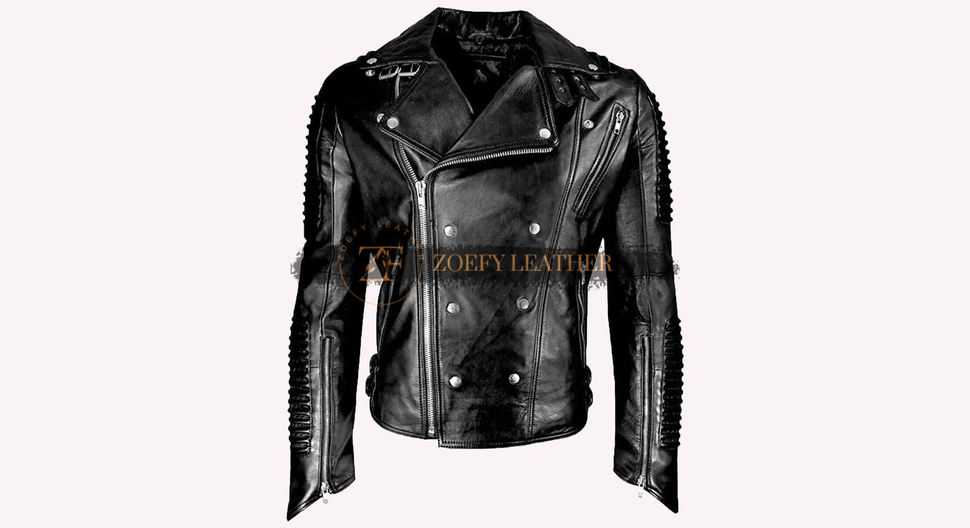 Genuine Leather Men Steampunk Goth Coat Handmade Black Leather Jacket