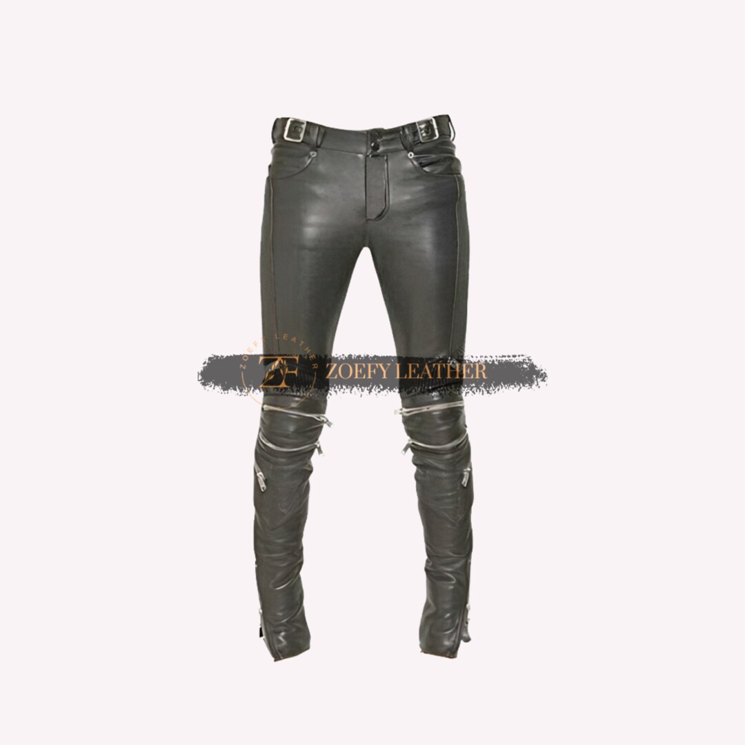 Stylish Custom Leather Pants Men, Handmade Y2k Motorcycle Pants, High