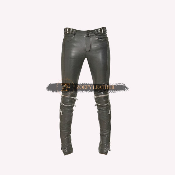 Stylish Custom Leather Pants Men, Handmade Y2k Motorcycle Pants, High Waisted Pants, Viking Pants