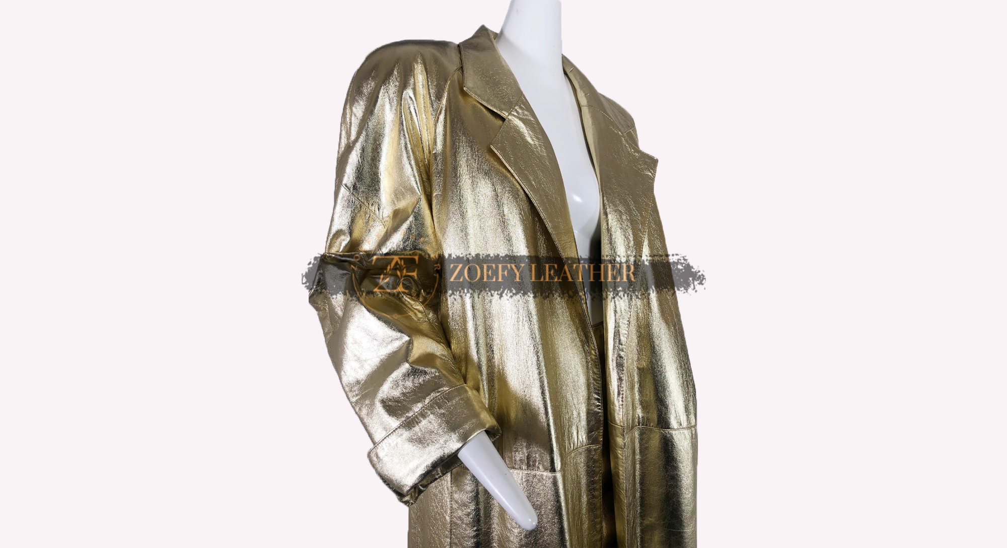 Women Leather Golden Trench Coat Handmade Women Trench Coat Etsy